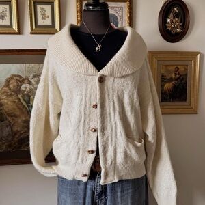 Jantzen Cream Button-Up Cardigan Sweater